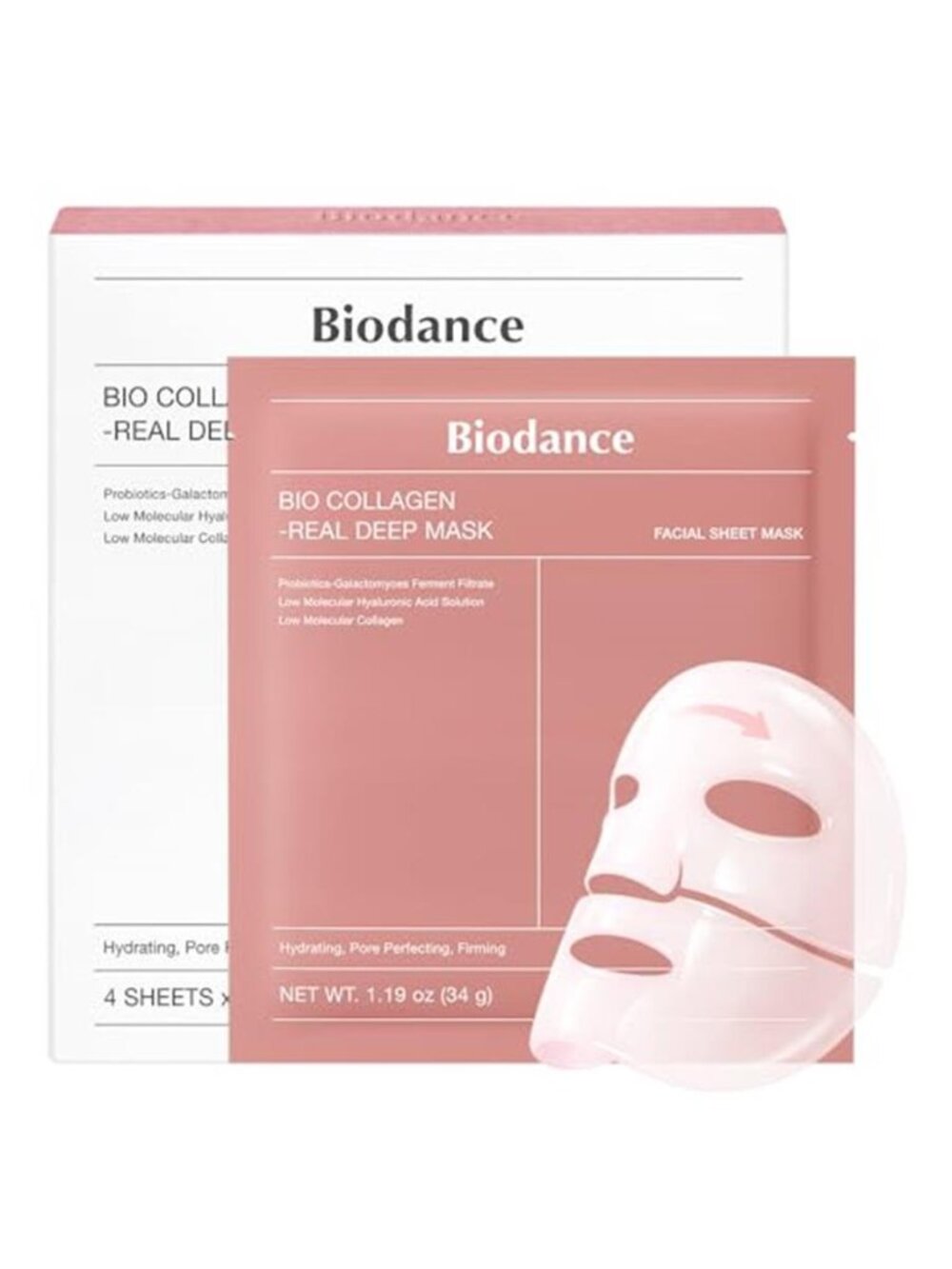 4  Bio-Collagen Real Deep Mask, Hydrating Overnight Hydrogel Face Mask